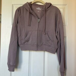Hollister cropped full zip hoodie XS